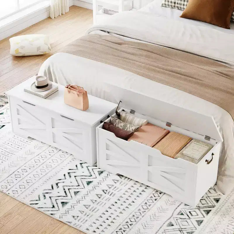Wooden Storage Bench and Toy Chest with Safety Hinge, 350 lb