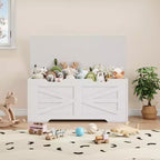 Wooden Storage Bench and Toy Chest with Safety Hinge, 350 lb