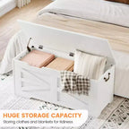 Wooden Storage Bench and Toy Chest with Safety Hinge, 350 lb
