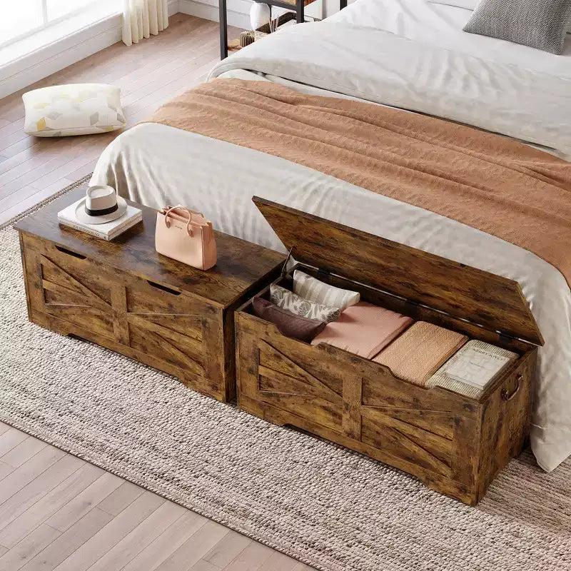Wooden Storage Bench and Toy Chest with Safety Hinge, 350 lb