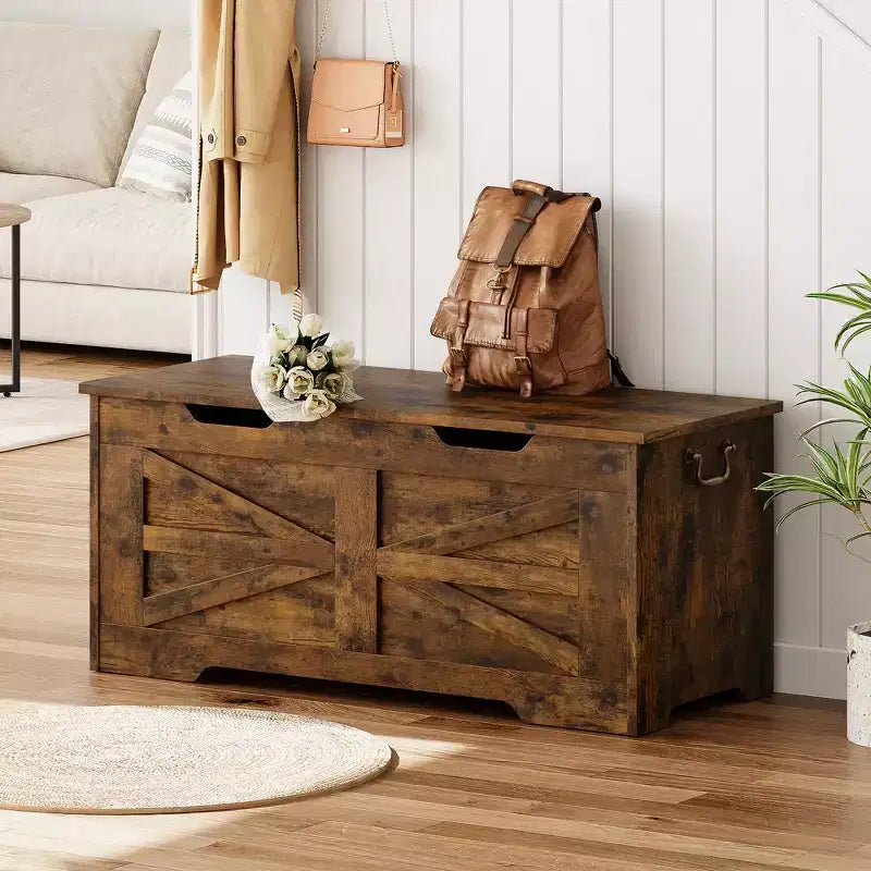 Wooden Storage Bench and Toy Chest with Safety Hinge, 350 lb