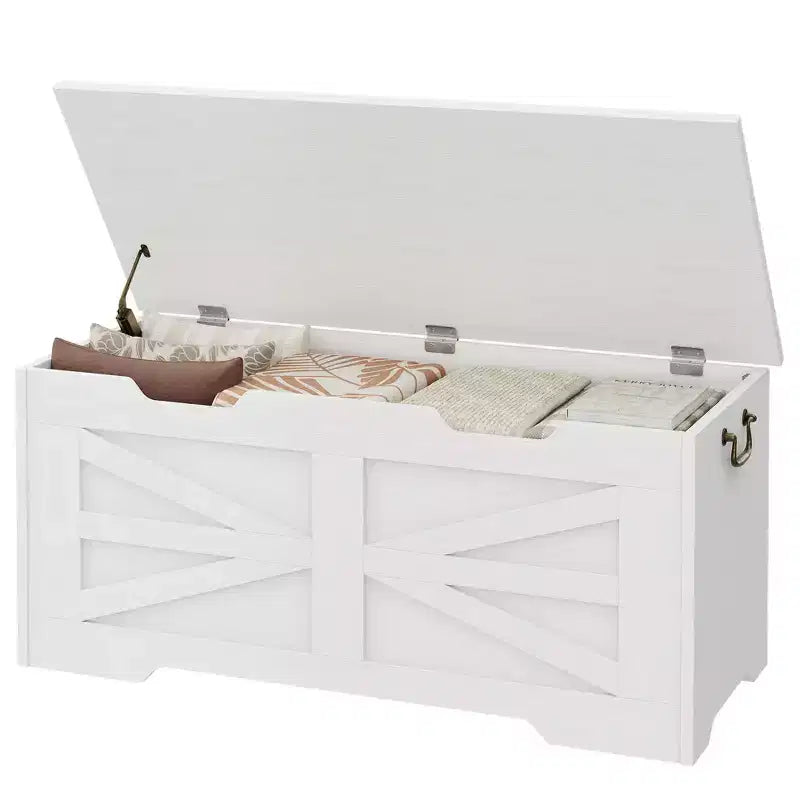Wooden Storage Bench and Toy Chest with Safety Hinge, 350 lb