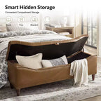 Button-Tufted Bench with Hidden Storage and Nailhead Trim
