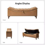 Button-Tufted Bench with Hidden Storage and Nailhead Trim