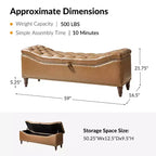 Button-Tufted Bench with Hidden Storage and Nailhead Trim