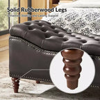 Button-Tufted Bench with Hidden Storage and Nailhead Trim