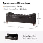Button-Tufted Bench with Hidden Storage and Nailhead Trim