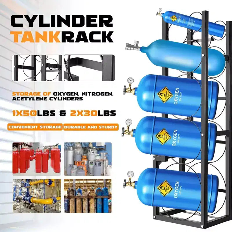 Refrigerant Tank Rack - Gas Cylinder Holder for Freon, Oxygen, Nitrogen