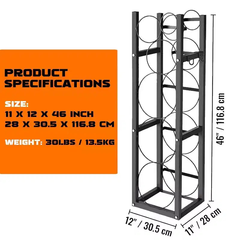Refrigerant Tank Rack - Gas Cylinder Holder for Freon, Oxygen, Nitrogen