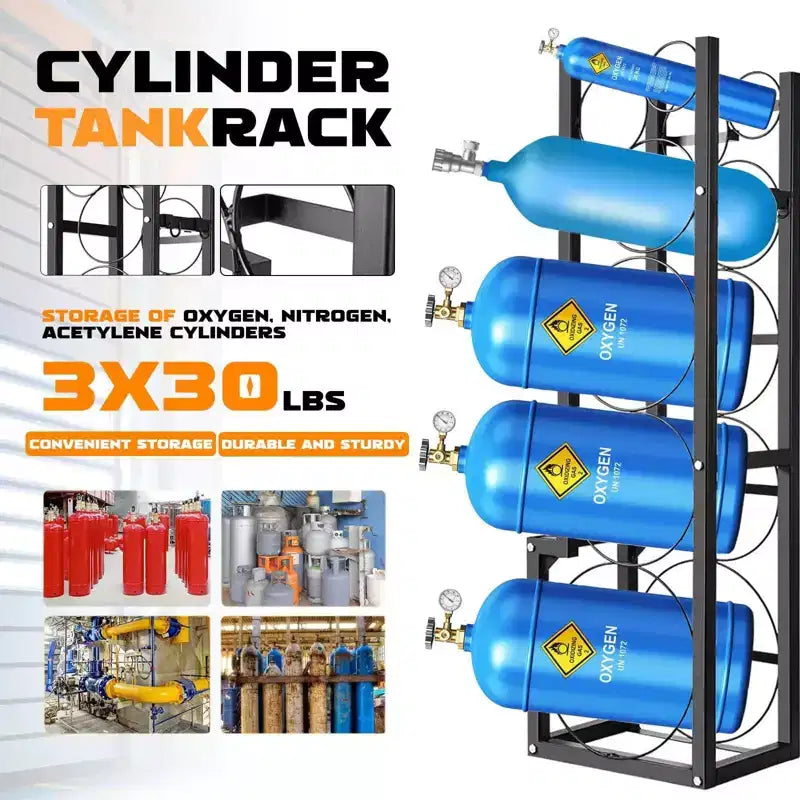Refrigerant Tank Rack - Gas Cylinder Holder for Freon, Oxygen, Nitrogen