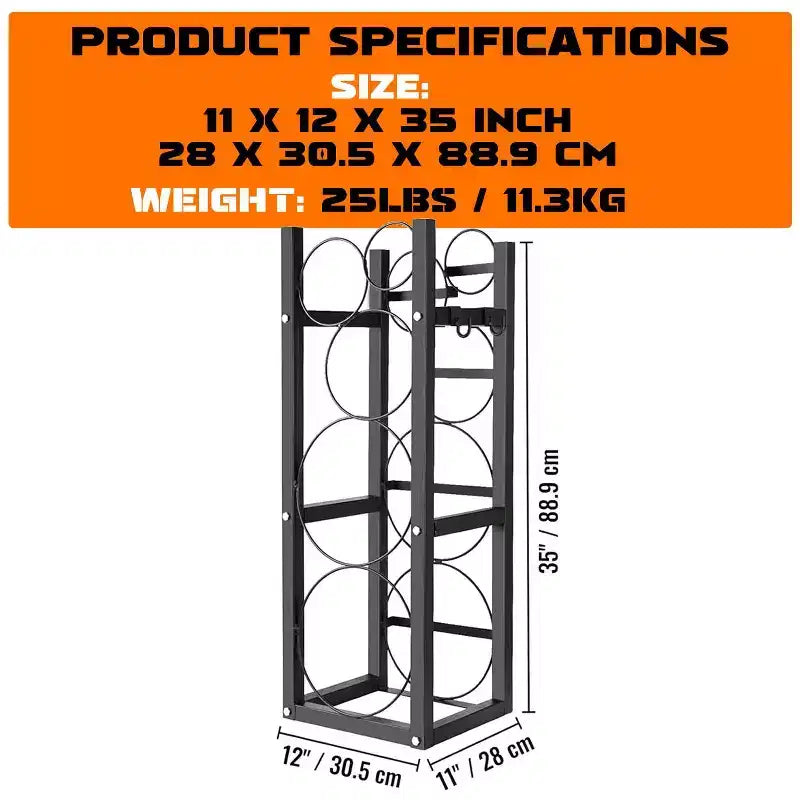 Refrigerant Tank Rack - Gas Cylinder Holder for Freon, Oxygen, Nitrogen