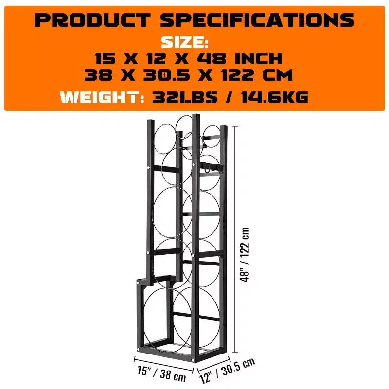 Refrigerant Tank Rack - Gas Cylinder Holder for Freon, Oxygen, Nitrogen