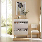 Narrow Freestanding Storage Cabinet with Flip Doors, Slim Profile