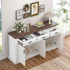 63-Inch Fluted Sideboard with 4 Doors and 3 Drawers