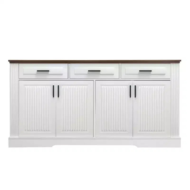 63-Inch Fluted Sideboard with 4 Doors and 3 Drawers