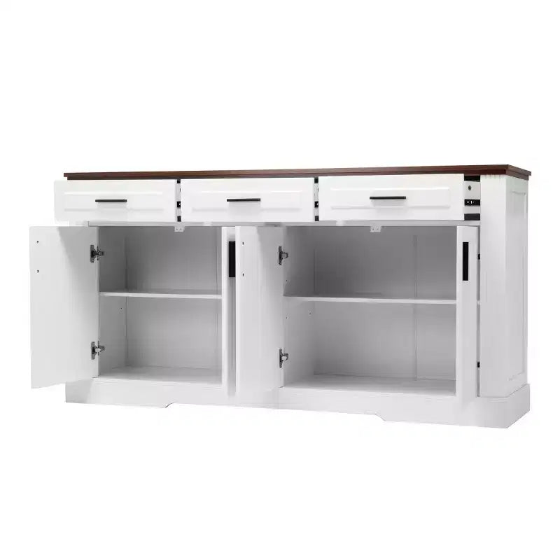 63-Inch Fluted Sideboard with 4 Doors and 3 Drawers