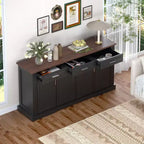 63-Inch Fluted Sideboard with 4 Doors and 3 Drawers