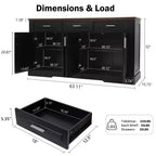 63-Inch Fluted Sideboard with 4 Doors and 3 Drawers