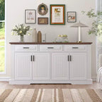 63-Inch Fluted Sideboard with 4 Doors and 3 Drawers
