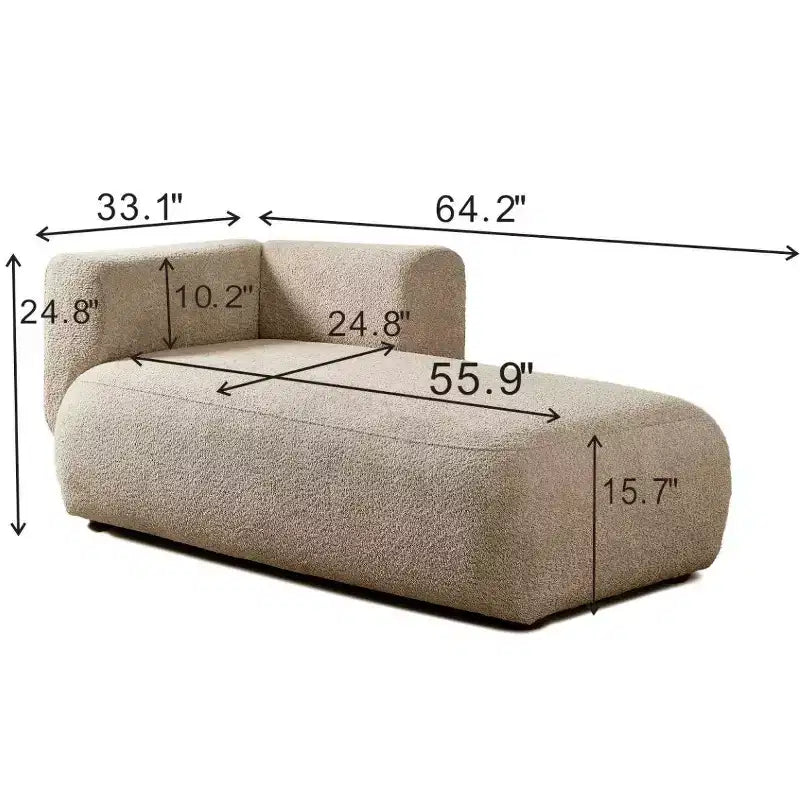 Modern Upholstered Chaise Lounge with High-Density Foam, Stylish Elegant Seating, Comfy Boucle Sofa for Living Room or Bedroom