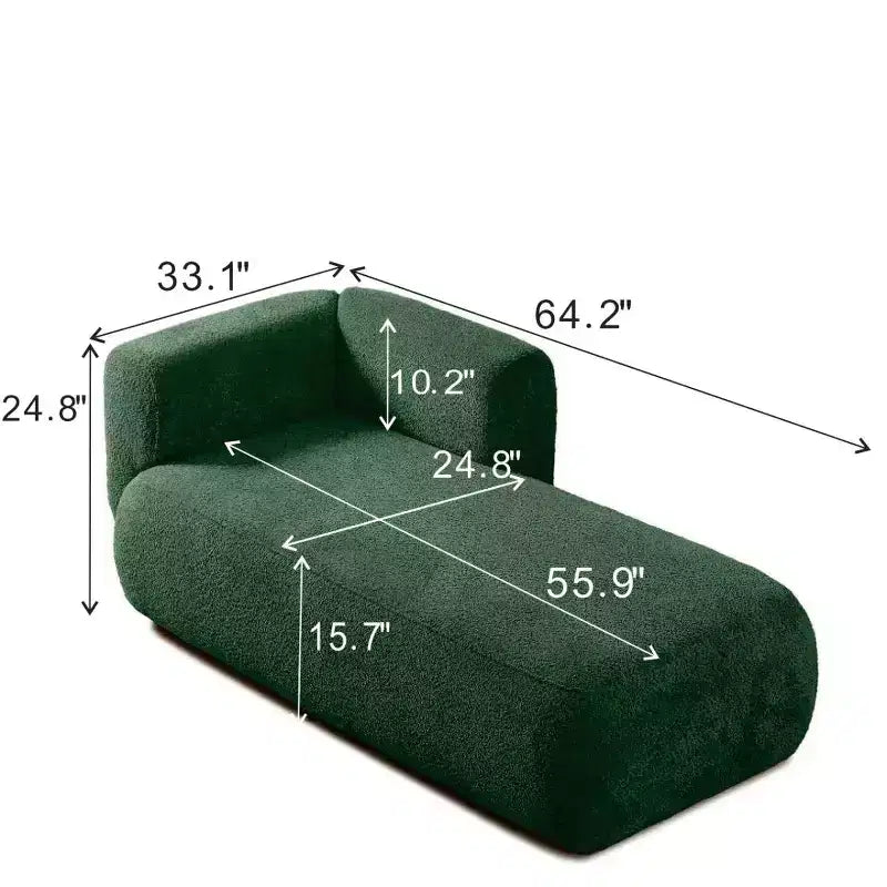 Modern Upholstered Chaise Lounge with High-Density Foam, Stylish Elegant Seating, Comfy Boucle Sofa for Living Room or Bedroom