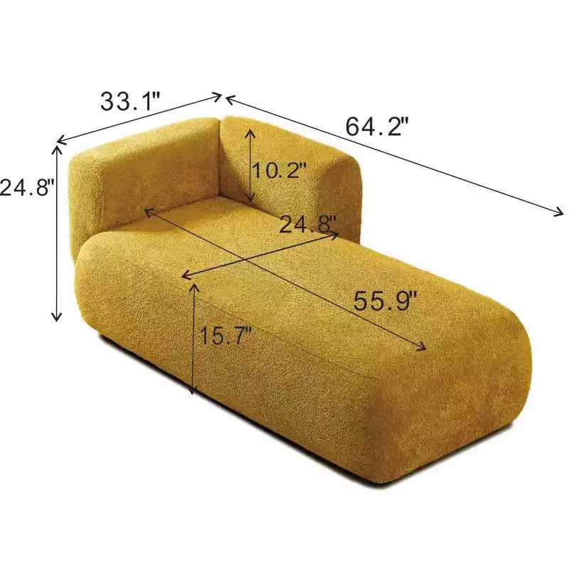 Modern Upholstered Chaise Lounge with High-Density Foam, Stylish Elegant Seating, Comfy Boucle Sofa for Living Room or Bedroom