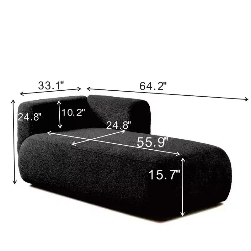 Modern Upholstered Chaise Lounge with High-Density Foam, Stylish Elegant Seating, Comfy Boucle Sofa for Living Room or Bedroom