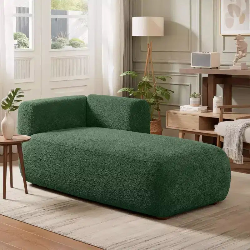 Modern Upholstered Chaise Lounge with High-Density Foam, Stylish Elegant Seating, Comfy Boucle Sofa for Living Room or Bedroom