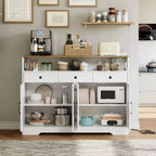 51" Farmhouse Buffet Cabinet with Drawers, Open Shelf & Charging Station