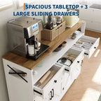51" Farmhouse Buffet Cabinet with Drawers, Open Shelf & Charging Station