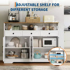 51" Farmhouse Buffet Cabinet with Drawers, Open Shelf & Charging Station