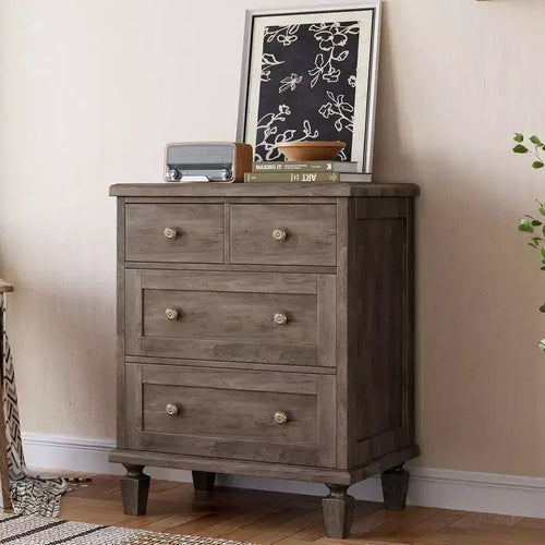 Acekool Vintage 4 Drawer Dresser for Bedroom, Wood Chest with Tapered Legs for Living Room