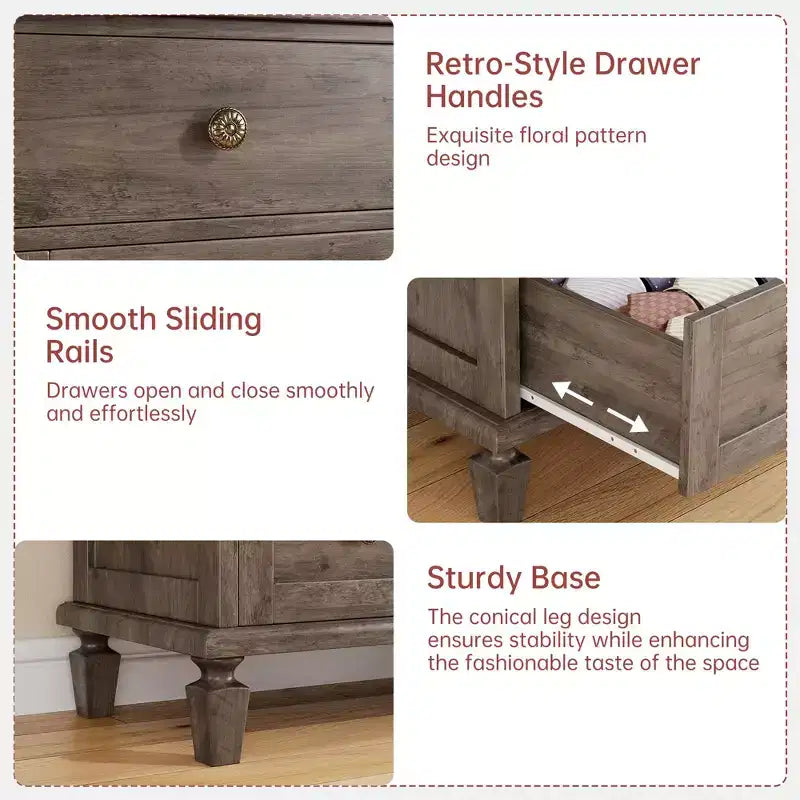 4-Drawer Dresser with Tapered Legs and Distressed Finish