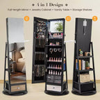 360-Swivel Jewelry Cabinet with Mirror and LED Lights