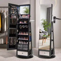 360-Swivel Jewelry Cabinet with Mirror and LED Lights
