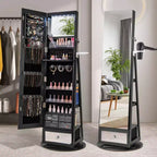 360-Swivel Jewelry Cabinet with Mirror and LED Lights
