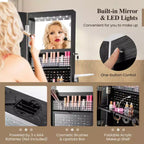 360-Swivel Jewelry Cabinet with Mirror and LED Lights