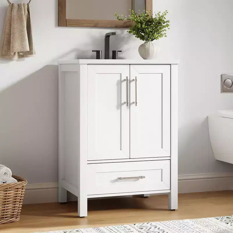 Mobile bagno con lavabo in ceramica e ante con chiusura soft-close