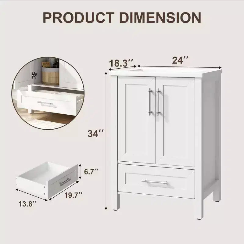 Mobile bagno con lavabo in ceramica e ante con chiusura soft-close