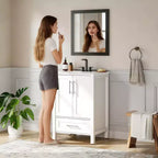 Mobile bagno con lavabo in ceramica e ante con chiusura soft-close