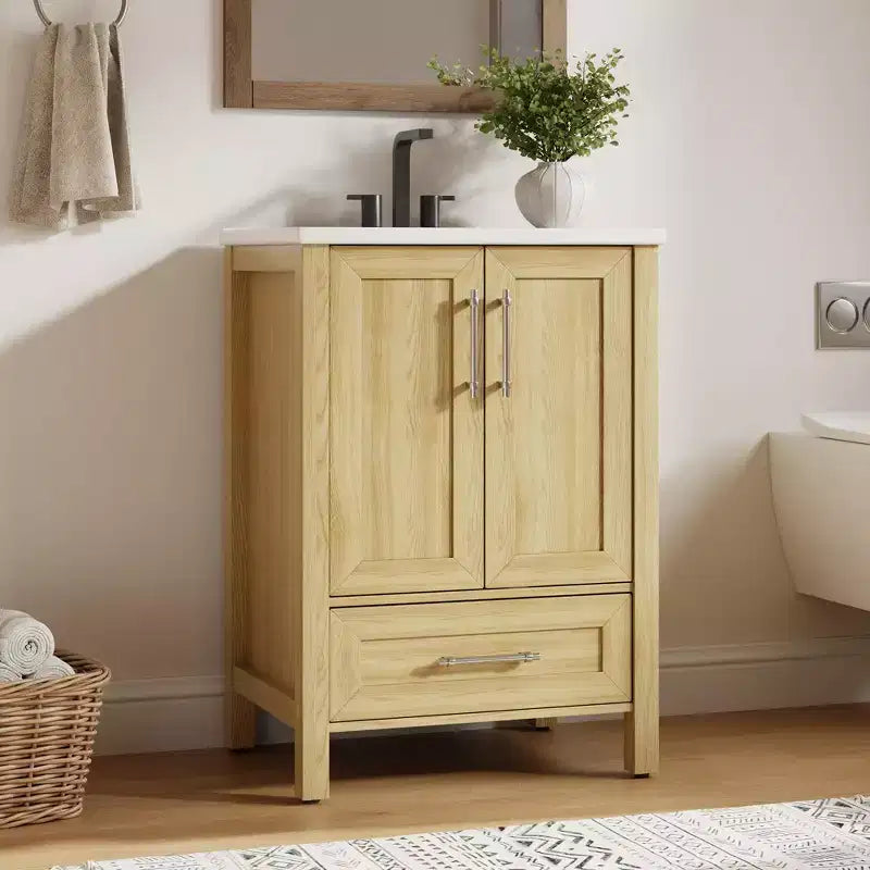 Mobile bagno con lavabo in ceramica e ante con chiusura soft-close