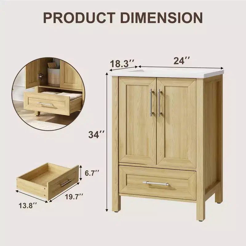 Mobile bagno con lavabo in ceramica e ante con chiusura soft-close