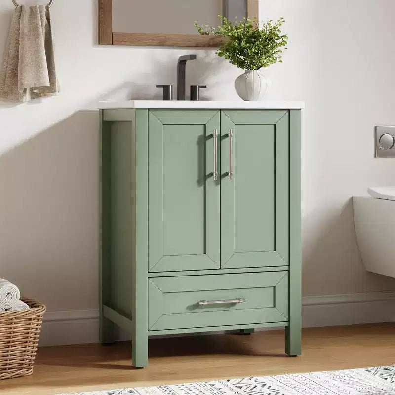 Mobile bagno con lavabo in ceramica e ante con chiusura soft-close