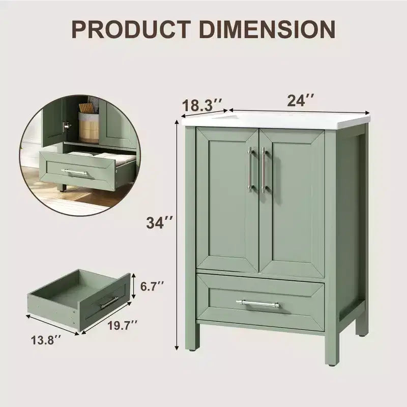 Mobile bagno con lavabo in ceramica e ante con chiusura soft-close