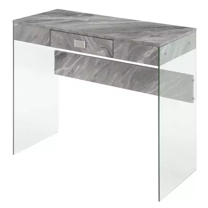 Kids Computer Desk with Open Storage Shelf in White