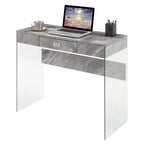 Kids Computer Desk with Open Storage Shelf in White