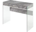 Kids Computer Desk with Open Storage Shelf in White