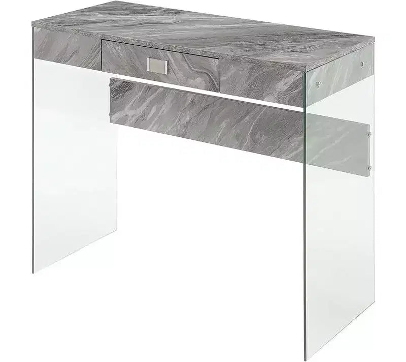 Kids Computer Desk with Open Storage Shelf in White