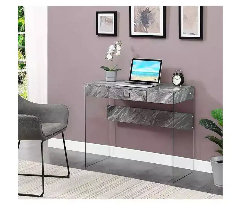 Kids Computer Desk with Open Storage Shelf in White
