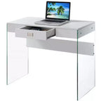 Kids Computer Desk with Open Storage Shelf in White
